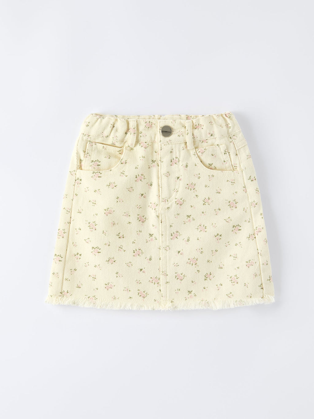 Flower Letter Girl Short Sleeve Top Denim Skirt Set