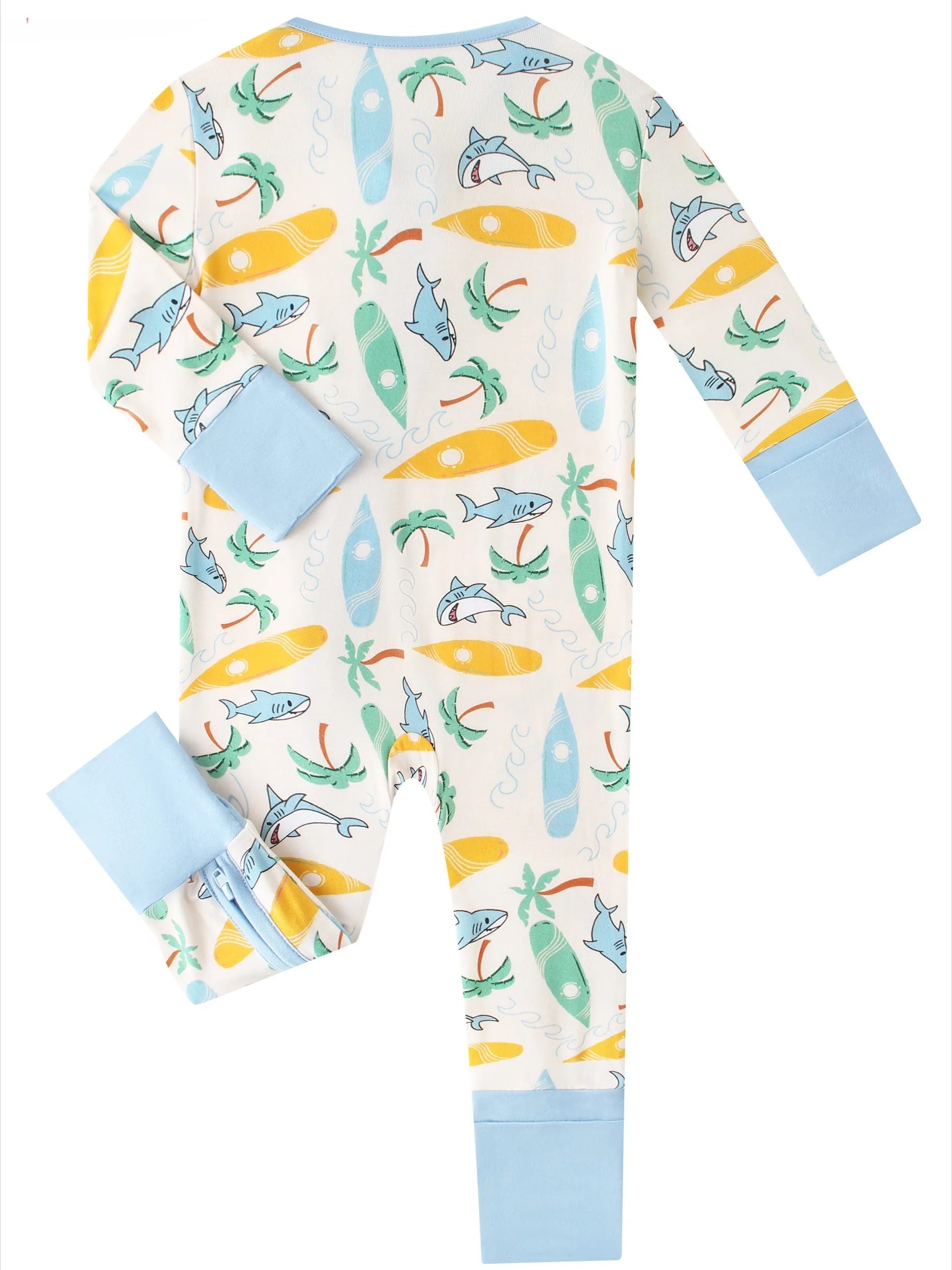 PoshTOT Beach Surfing Bamboo Baby Convertible Zippy Romper