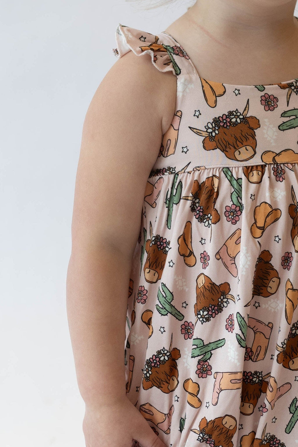 Pink Highland Cow bubble romper