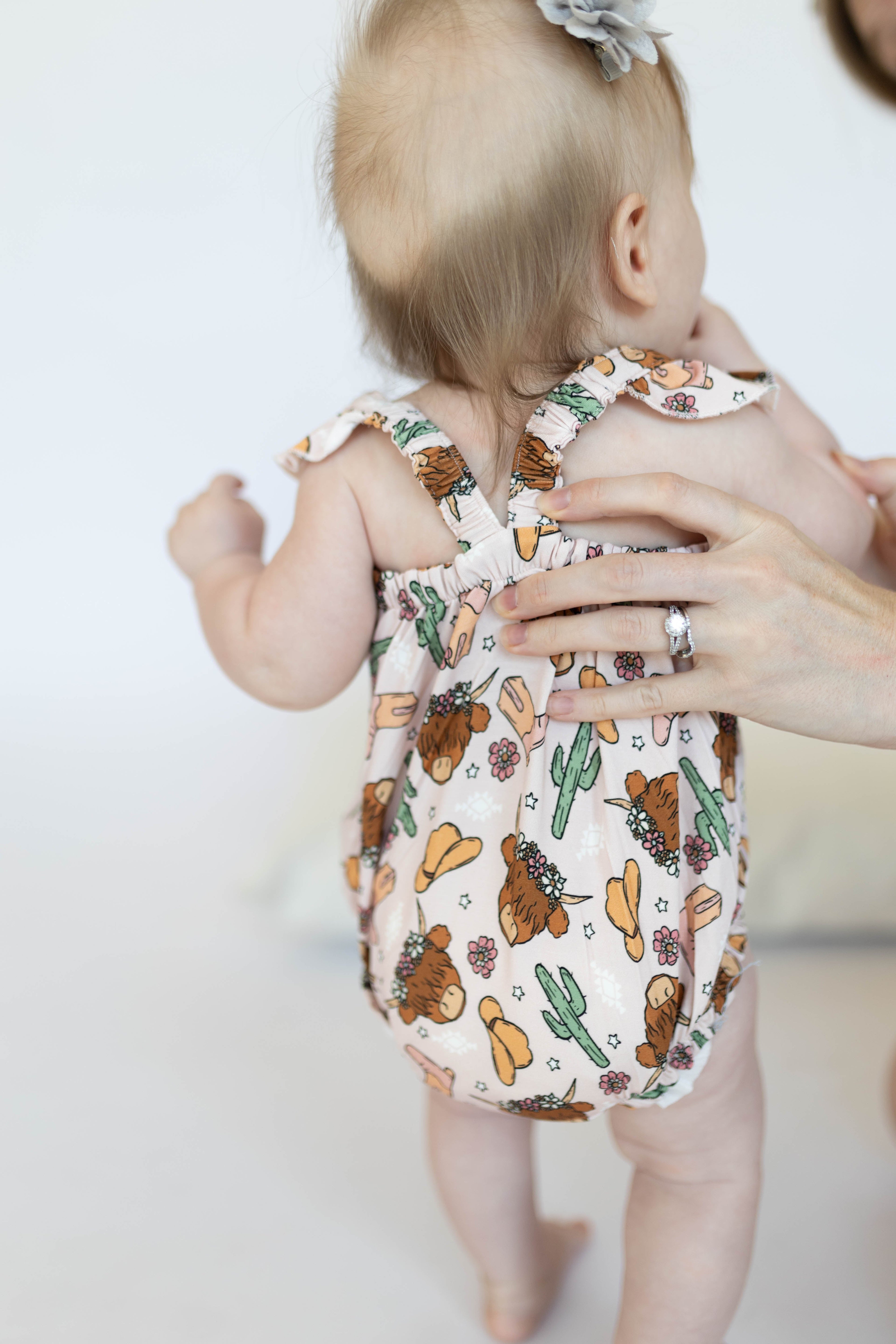 Pink Highland Cow bubble romper