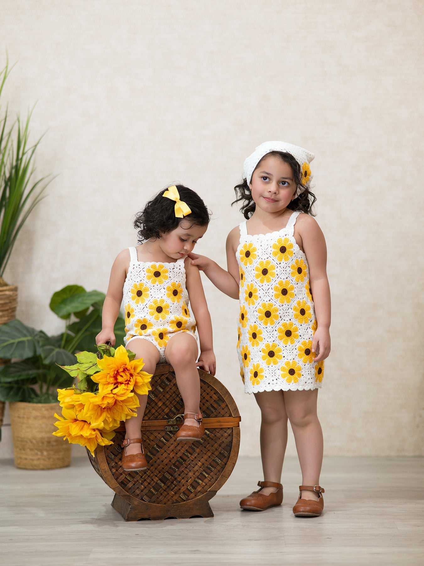 Summer Sunflower Baby Crochet Romper